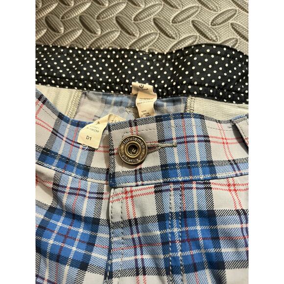LULULEMON Mens Blue Checked Plaid Shorts workout Casual POCKETS 34 Medium Khaki - Picture 4 of 9